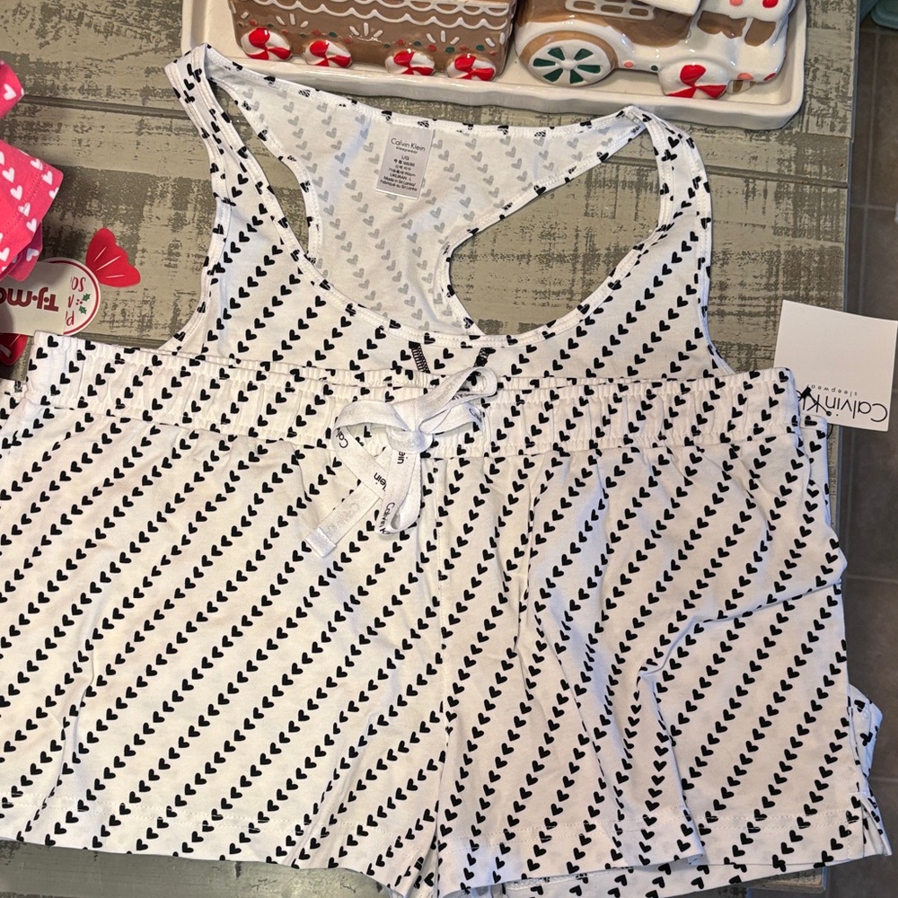 Calvin Klein Black and White Patterned Tank Top